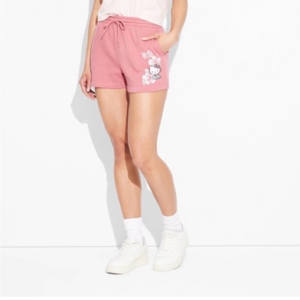 Hello Kitty Rose Pink Drawstring Athletic Lounge Shorts